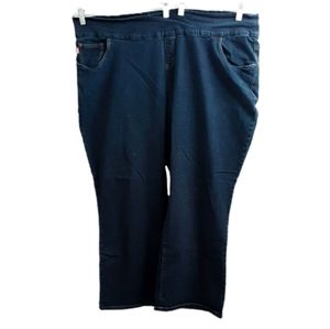 Woman Within Pull on Dark Wash Bootcut Jeans